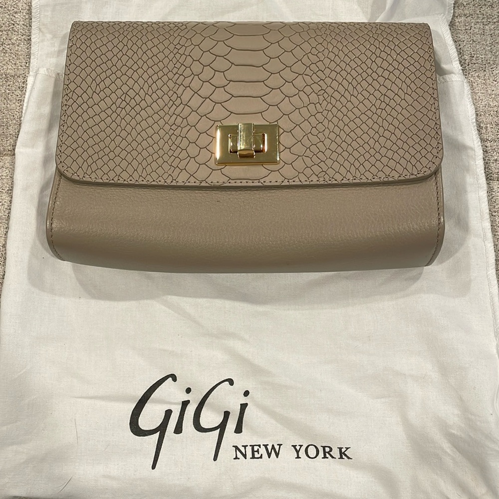 Gigi New York Embossed Python crossbody bag